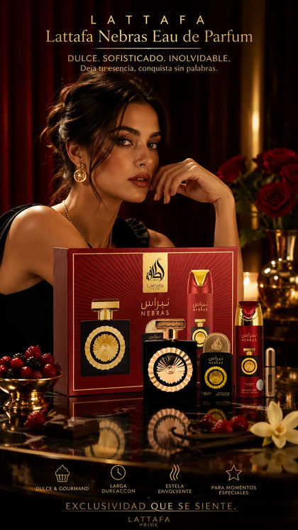 Set Lattafa Nebras Eau de Parfum 100ml + 20ml + Desodorante 200ml Original