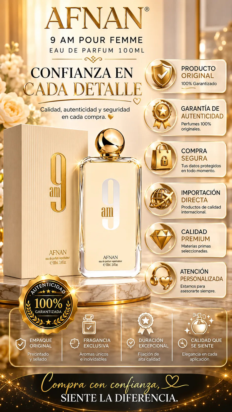 Afnan 9 AM Pour Femme Eau de Parfum 100ml Original