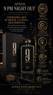 Afnan 9 PM Night Out Extrait de Parfum 100ml Original