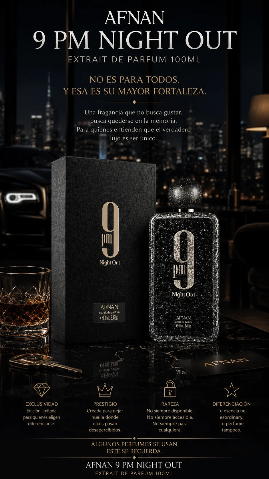 Afnan 9 PM Night Out Extrait de Parfum 100ml Original