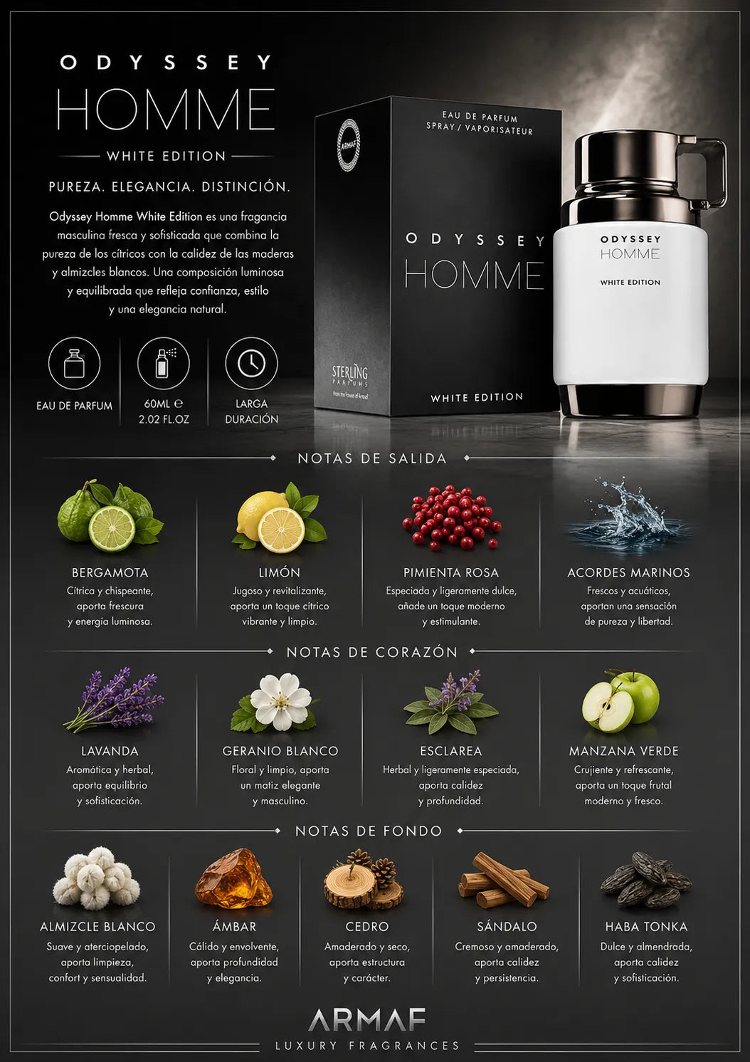 Perfume Armaf Odyssey Homme White original 100ml hombre envío rápido Colombia