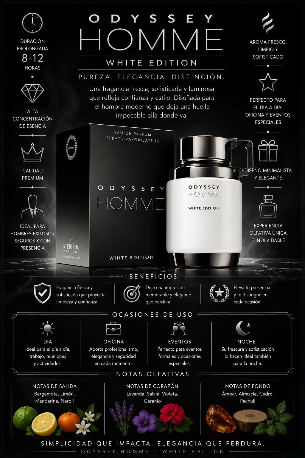 Perfume Armaf Odyssey Homme White original 100ml hombre envío rápido Colombia