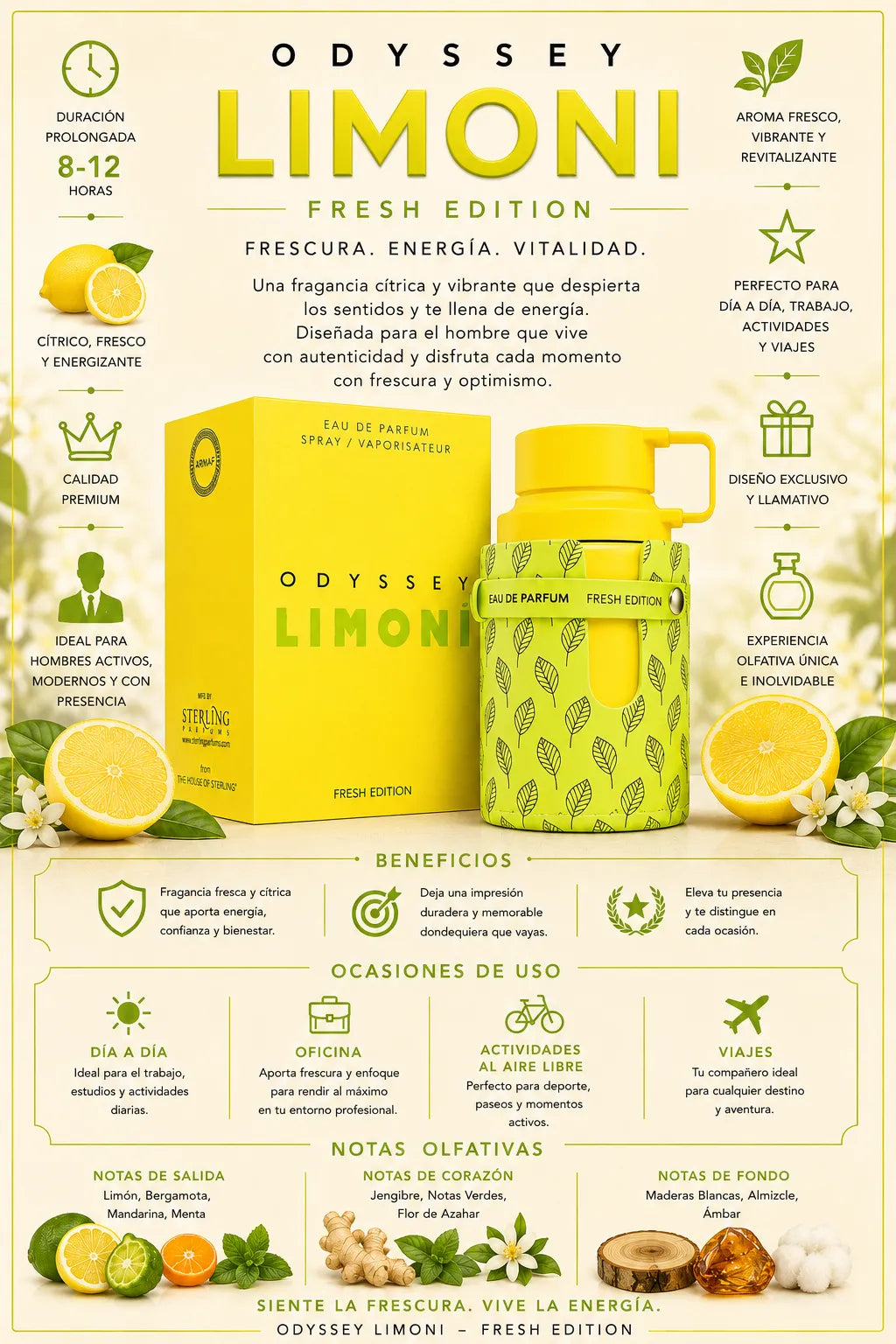 Perfume Armaf Odyssey Limoni original 100ml unisex envío rápido Colombia