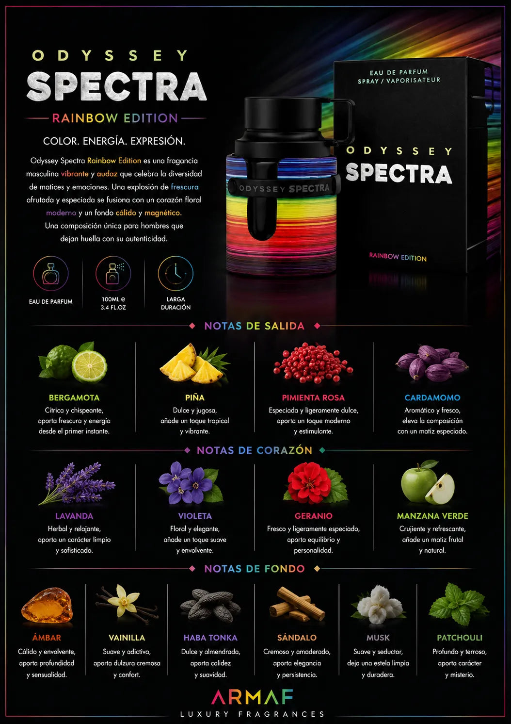 Perfume Armaf Odyssey Spectra original 100ml hombre envío rápido Colombia