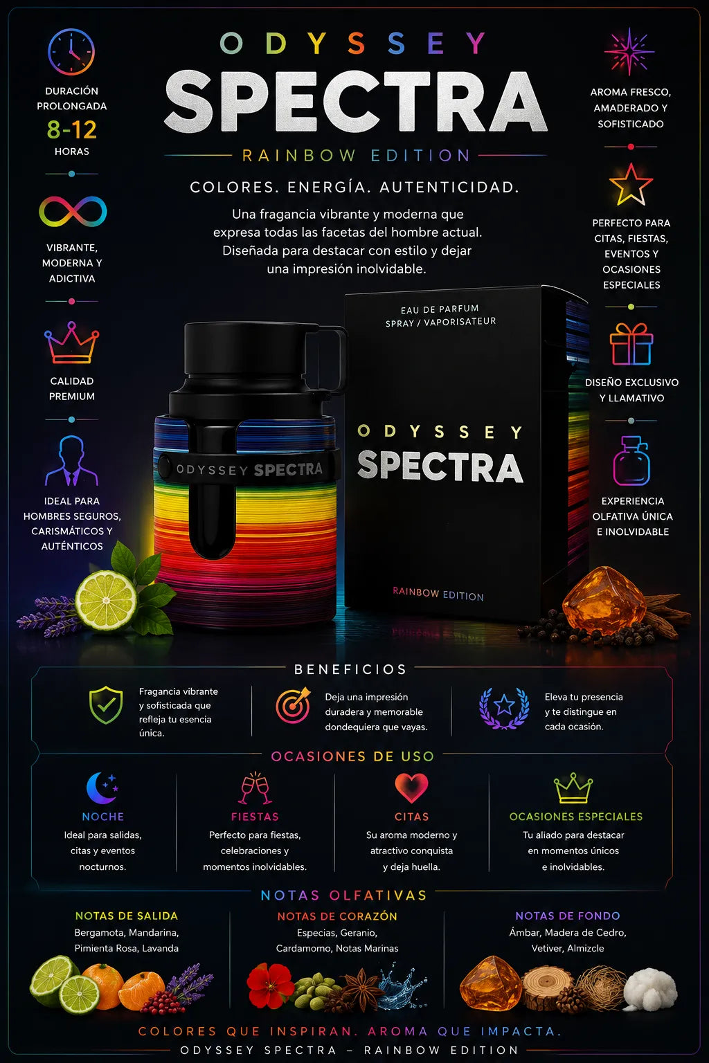 Perfume Armaf Odyssey Spectra original 100ml hombre envío rápido Colombia