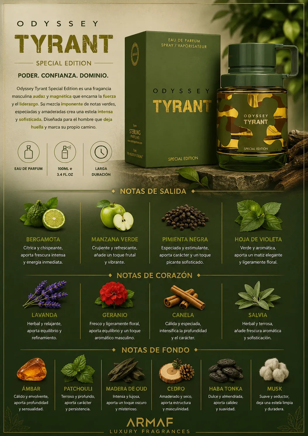 Perfume Armaf Odyssey Tyrant original 100ml hombre envío rápido Colombia