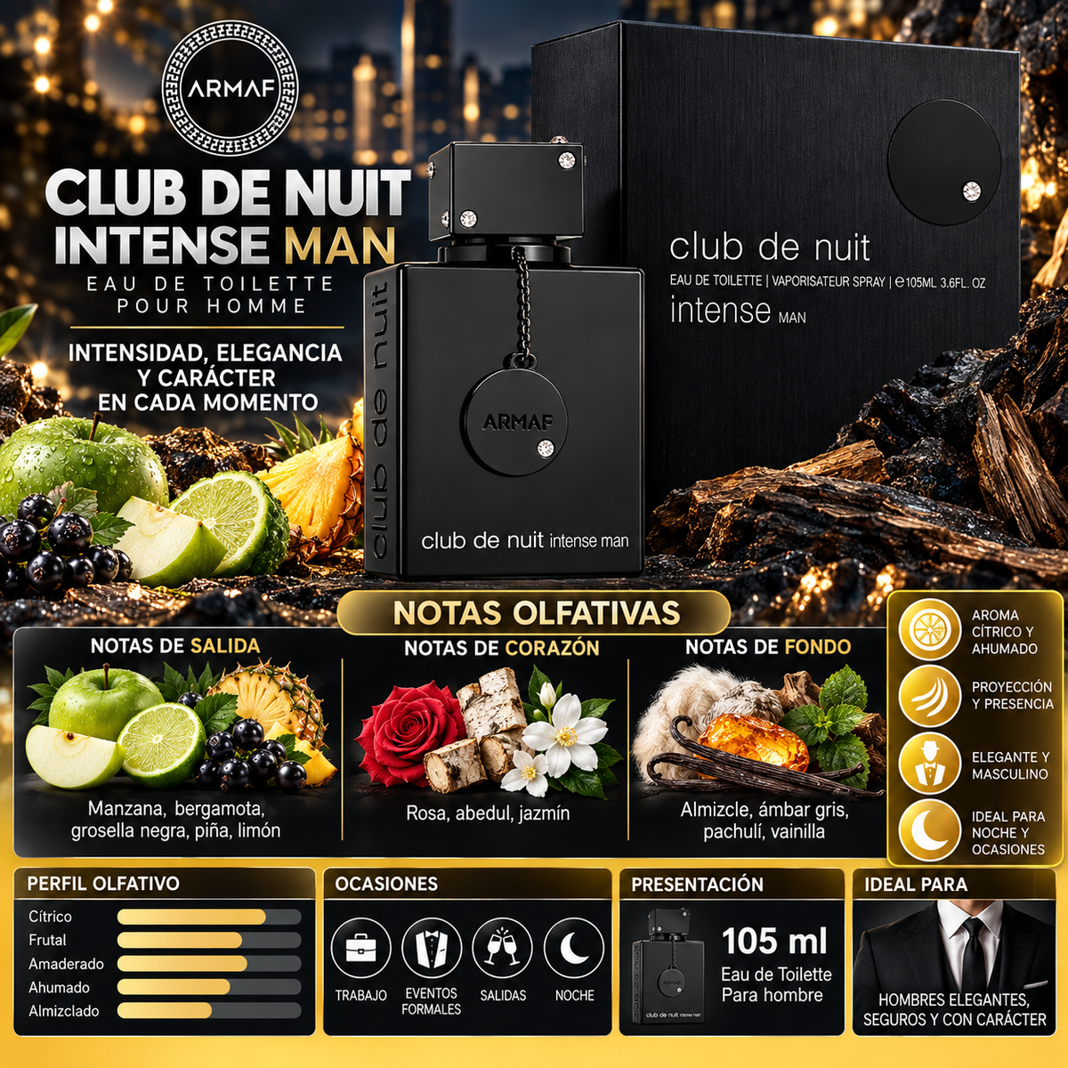 Perfume Armaf Club de Nuit Intense Man Eau de Toilette 105ml Hombre — imagen 2