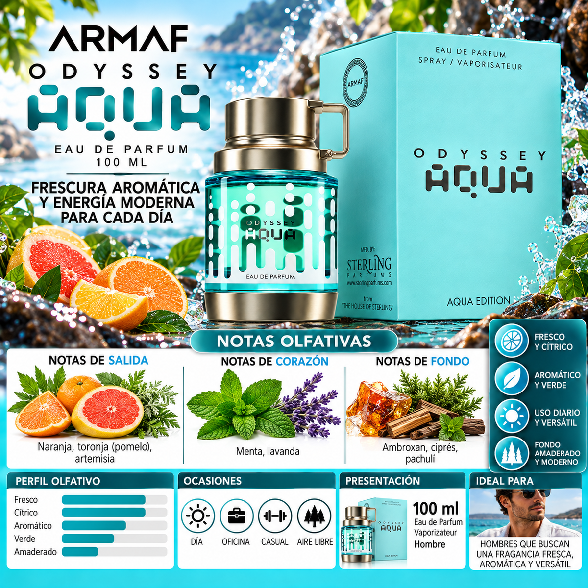 Armaf Odyssey Aqua: Eau de Parfum 100ml Original - Frescura y Elegancia — imagen 2