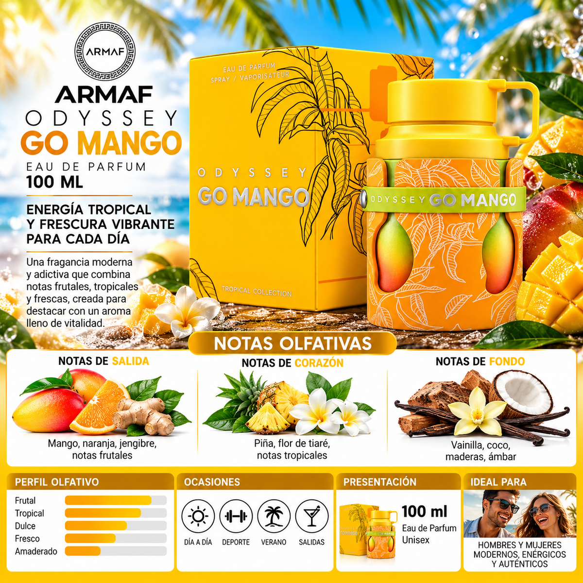 Armaf Odyssey Go Mango Eau de Parfum 100ml - Original y Vibrante — imagen 2