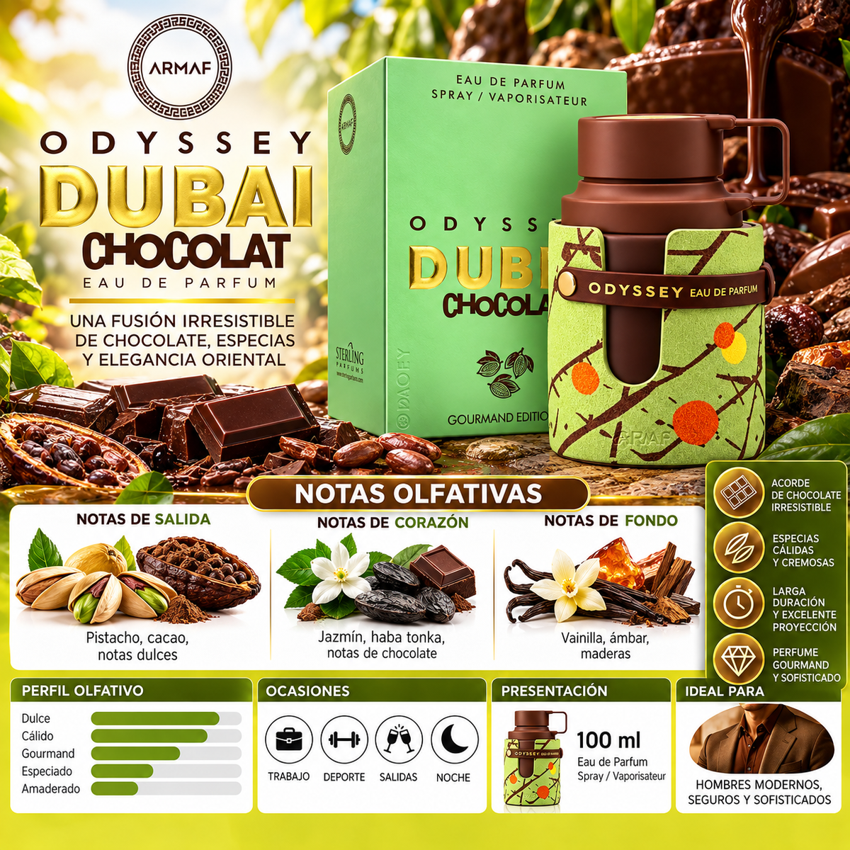 Armaf Odyssey Dubai Chocolat Gourmand Edition Eau de Parfum 100ml Original — imagen 2