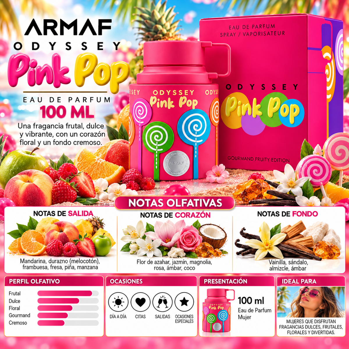 Armaf Odyssey Pink Pop Eau de Parfum 100ml Original: Dulzura y Personalidad — imagen 2