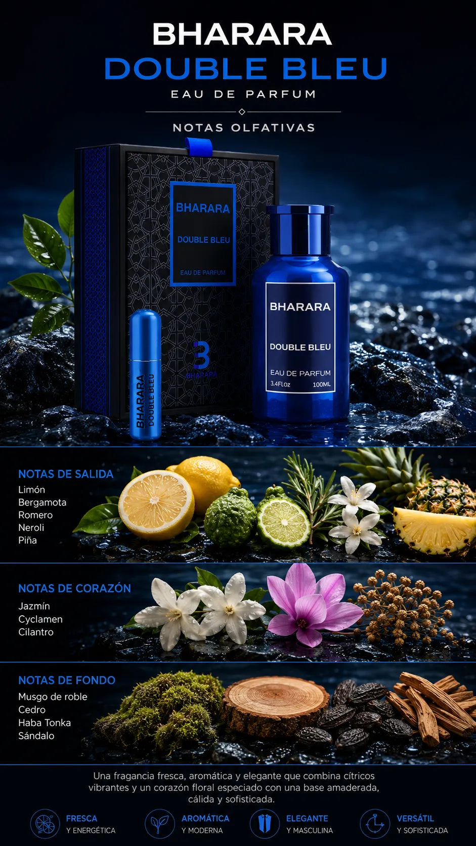 Perfume Bharara Double Bleu Eau de Parfum 100ml Original