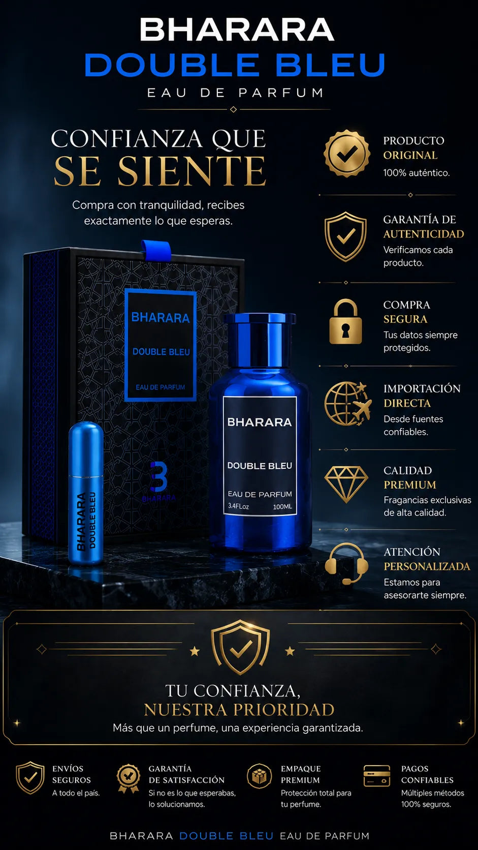 Perfume Bharara Double Bleu Eau de Parfum 100ml Original