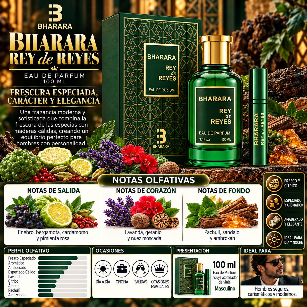 Perfume Bharara Rey de Reyes 100ml Hombre