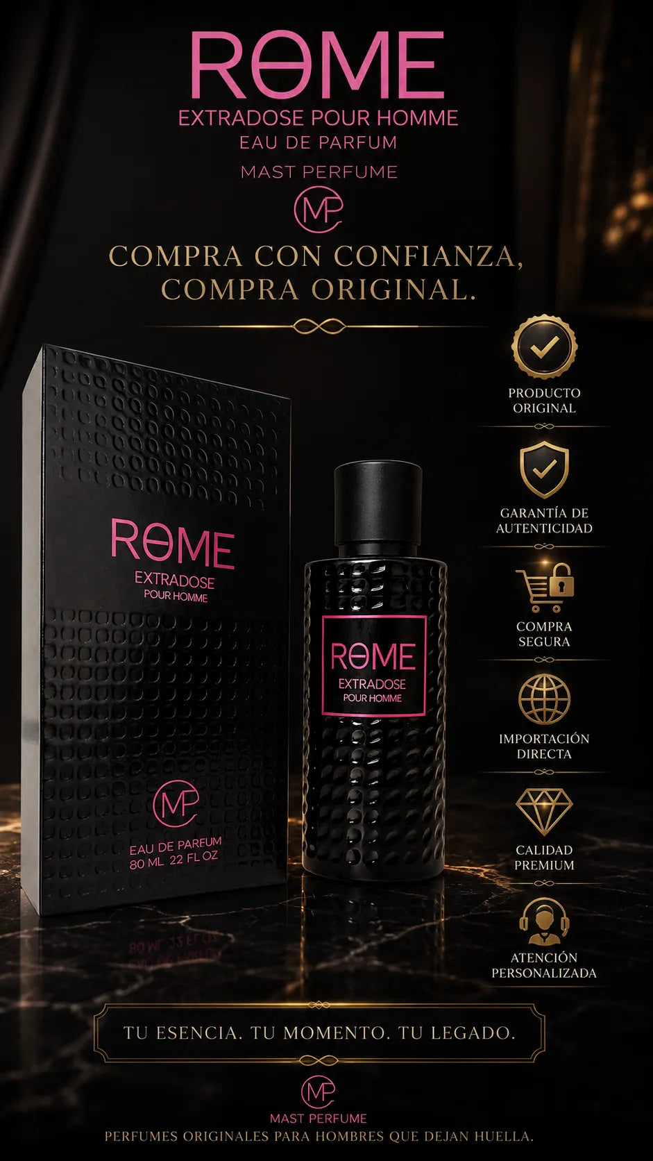 Perfume Bharara Perfume Rome Extradose Pour Homme Eau de Parfum 100ml Original