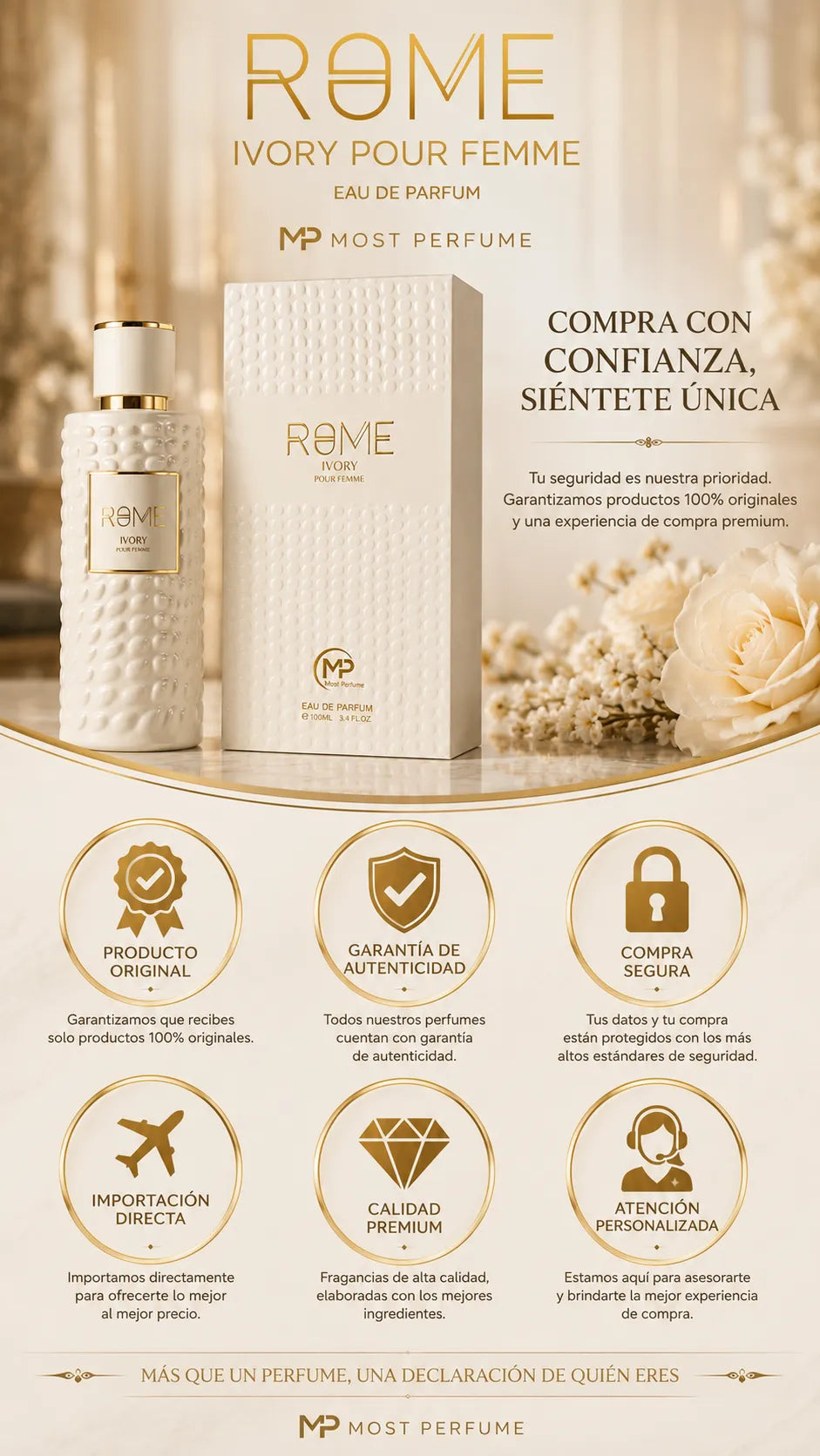 Perfume Bharara Rome Ivory Pour Femme Eau de Parfum 100ml Original