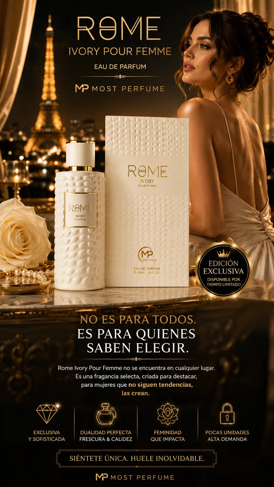 Perfume Bharara Rome Ivory Pour Femme Eau de Parfum 100ml Original