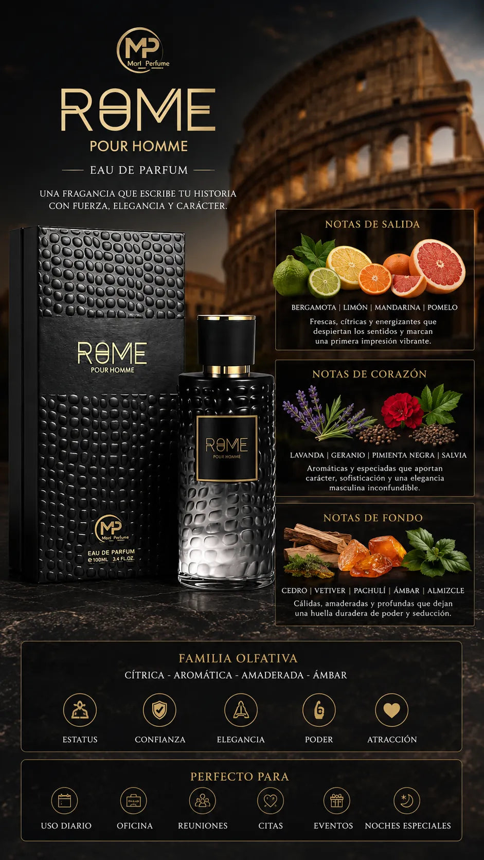 Perfume Bharara Rome Pour Homme Eau de Parfum 100ml Original