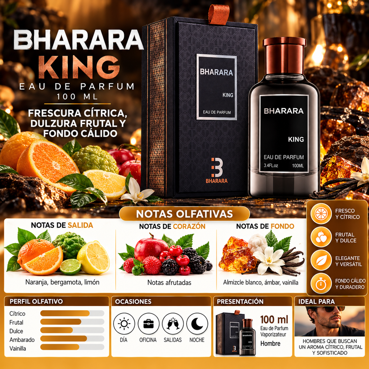 Perfume Bharara King Eau de Parfum 100ml Hombre — imagen 2