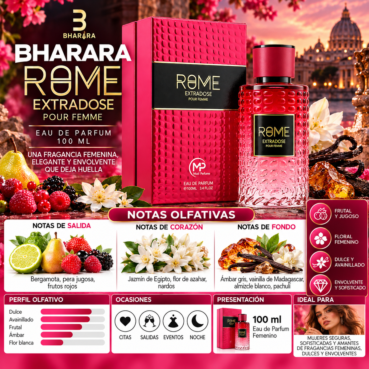 Bharara Mast Rome Extradose Pour Femme Eau de Parfum 100ml Original — imagen 2