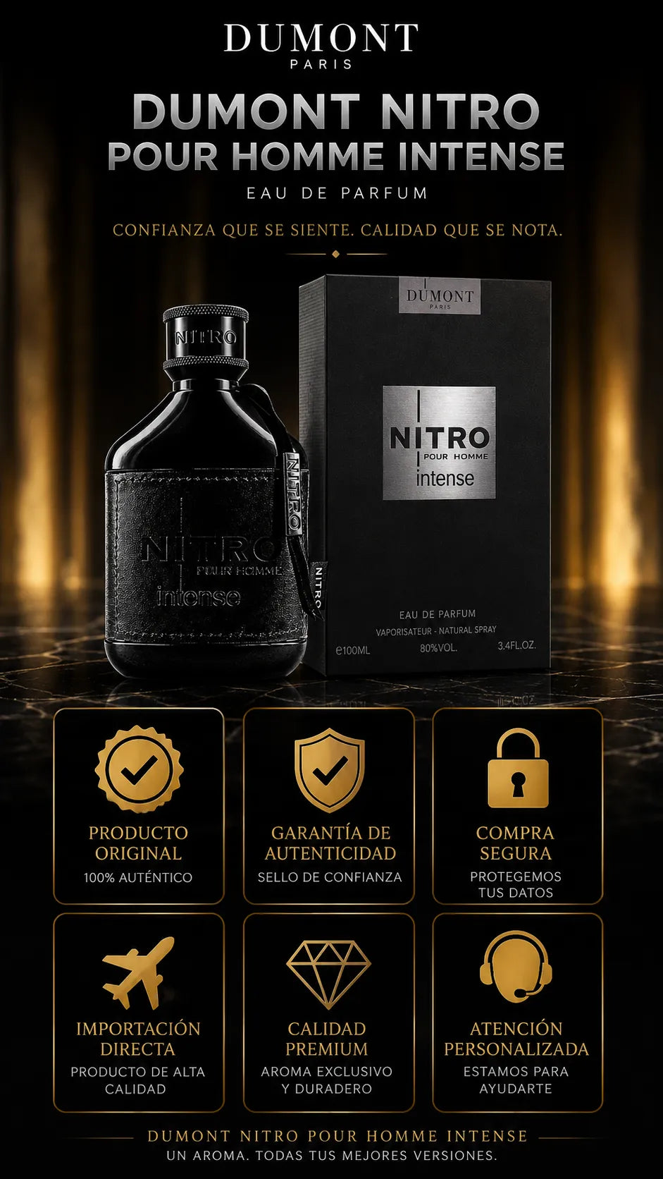Dumont Nitro Pour Homme Intense Eau de Parfum 100ml Original