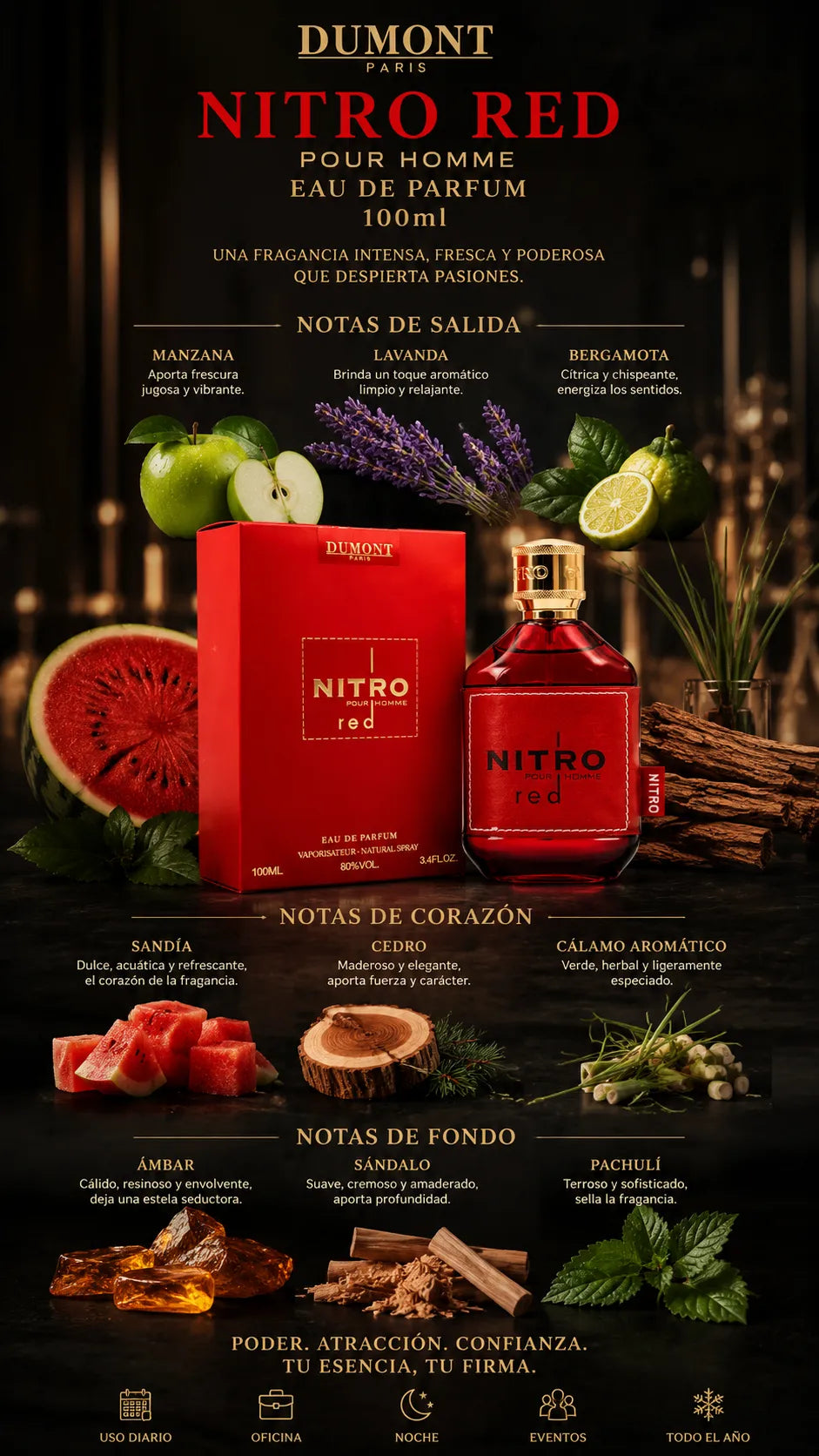 Dumont Paris Nitro Red Pour Homme Eau de Parfum 100ml Original