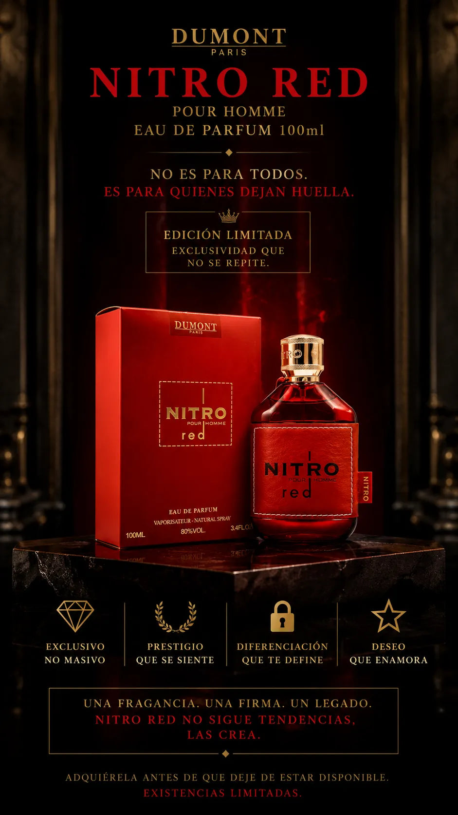 Dumont Paris Nitro Red Pour Homme Eau de Parfum 100ml Original
