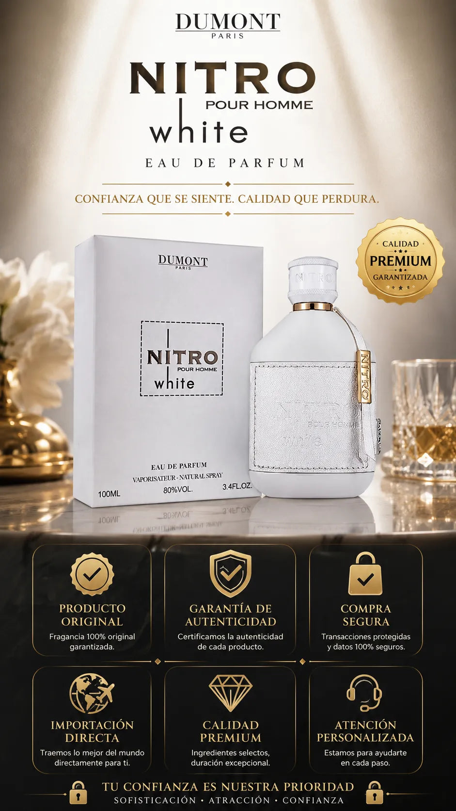 Dumont Paris Nitro White Pour Homme Eau de Parfum 100ml Original