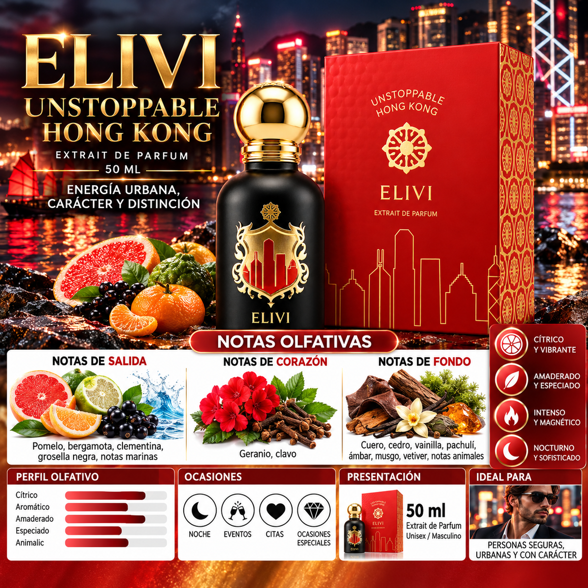 ELIVI Unstoppable Hong Kong Extrait de Parfum 50ml - Original y Exclusivo — imagen 2