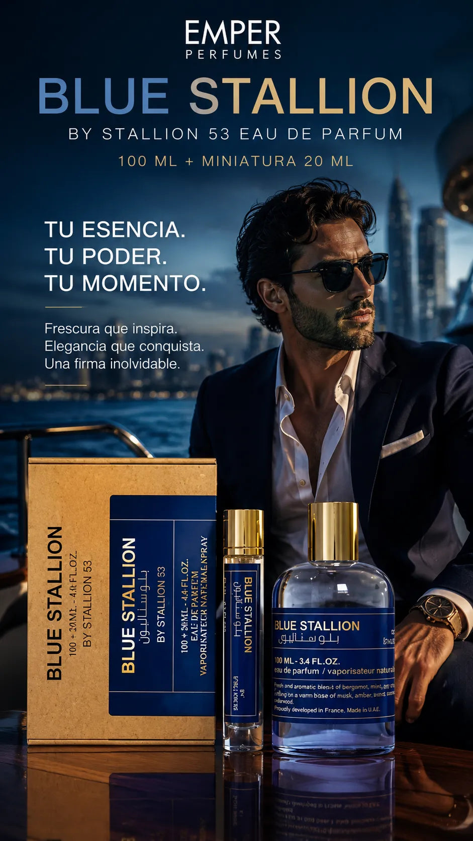 Perfume Emper Blue Stallion By Stallion 53 Eau de Parfum 100ml + 20ml Original