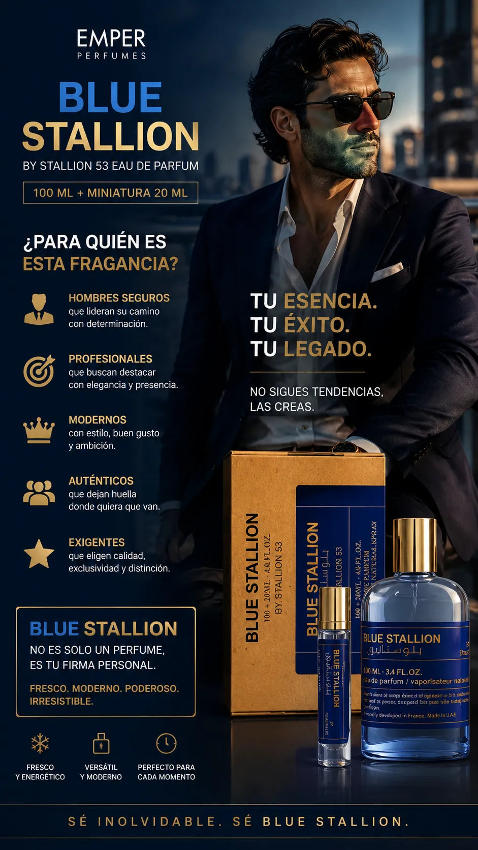 Perfume Emper Blue Stallion By Stallion 53 Eau de Parfum 100ml + 20ml Original
