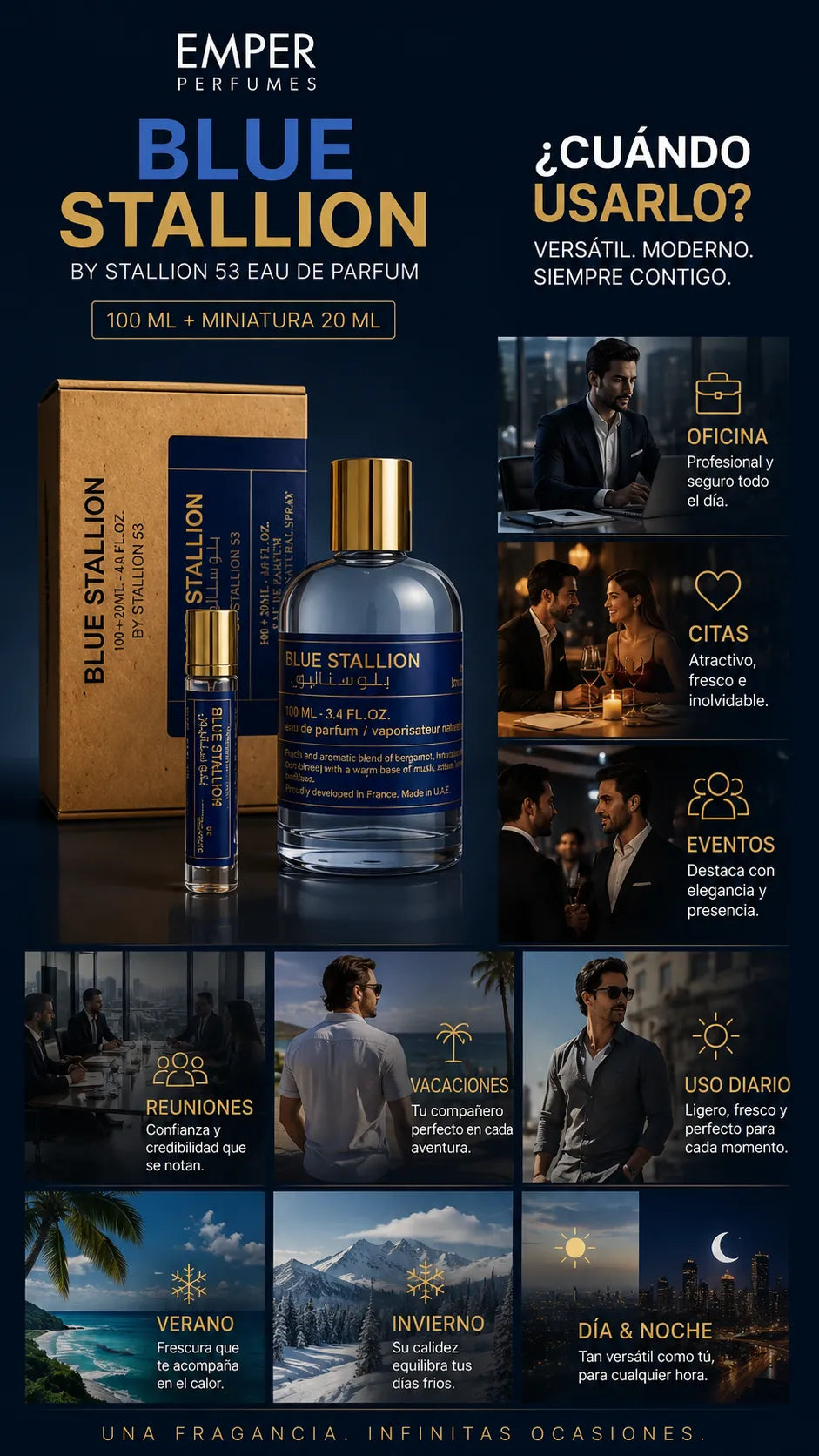 Perfume Emper Blue Stallion By Stallion 53 Eau de Parfum 100ml + 20ml Original