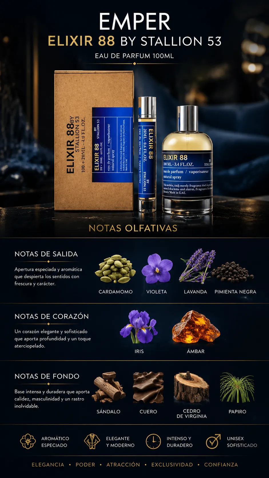 Perfume Emper Elixir 88 By Stallion 53 Eau de Parfum 100ml Original