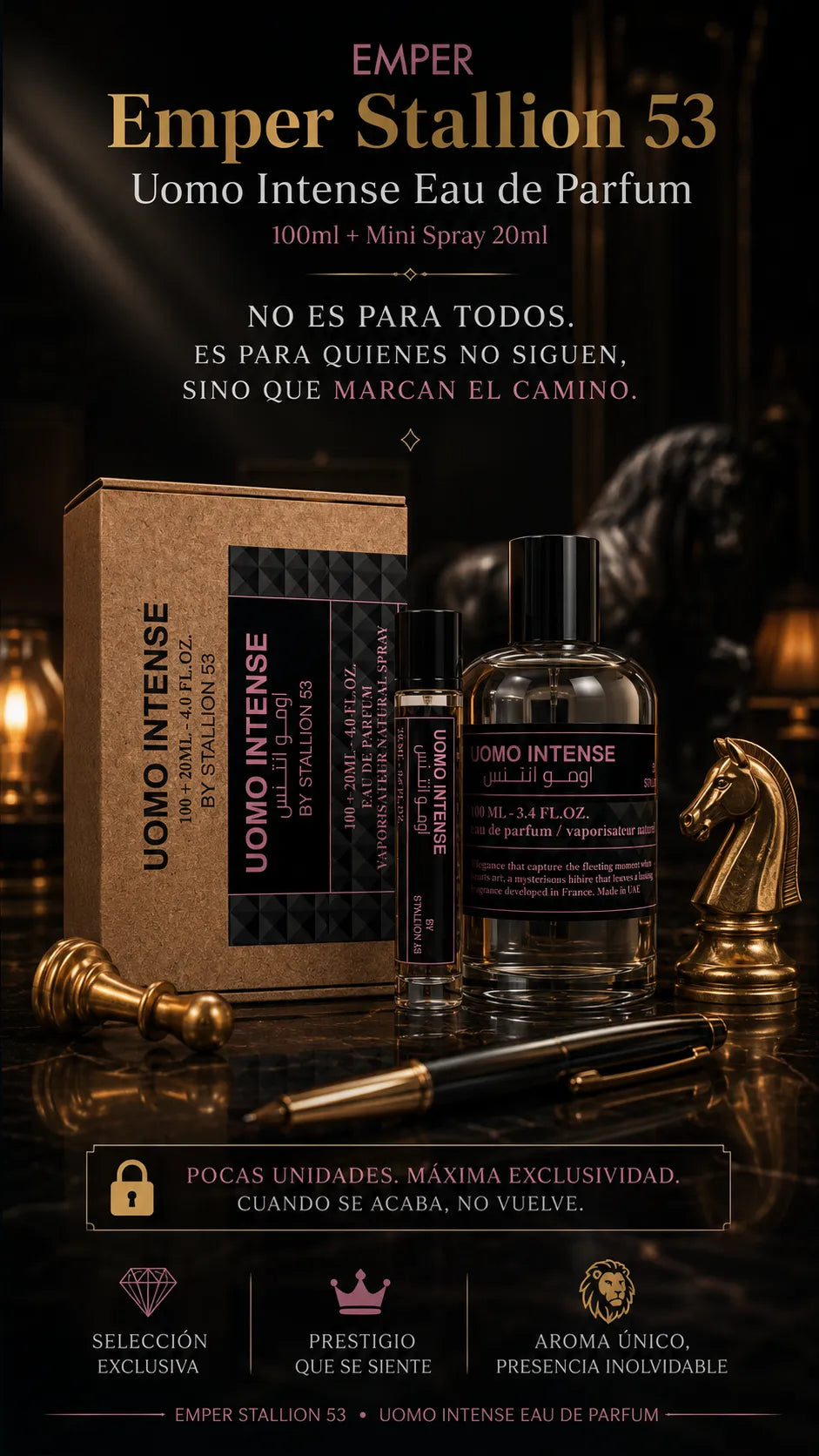 Perfume Emper Uomo Intense by Stallion 53 Eau de Parfum 100ml + Mini Spray 20ml Original