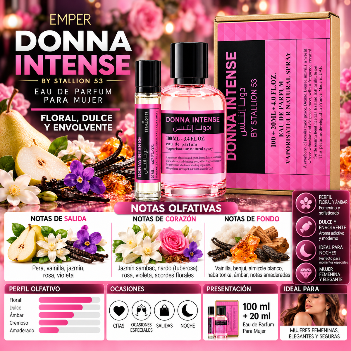 Emper Donna Intense by Stallion 53 - Eau de Parfum 100ml + 20ml