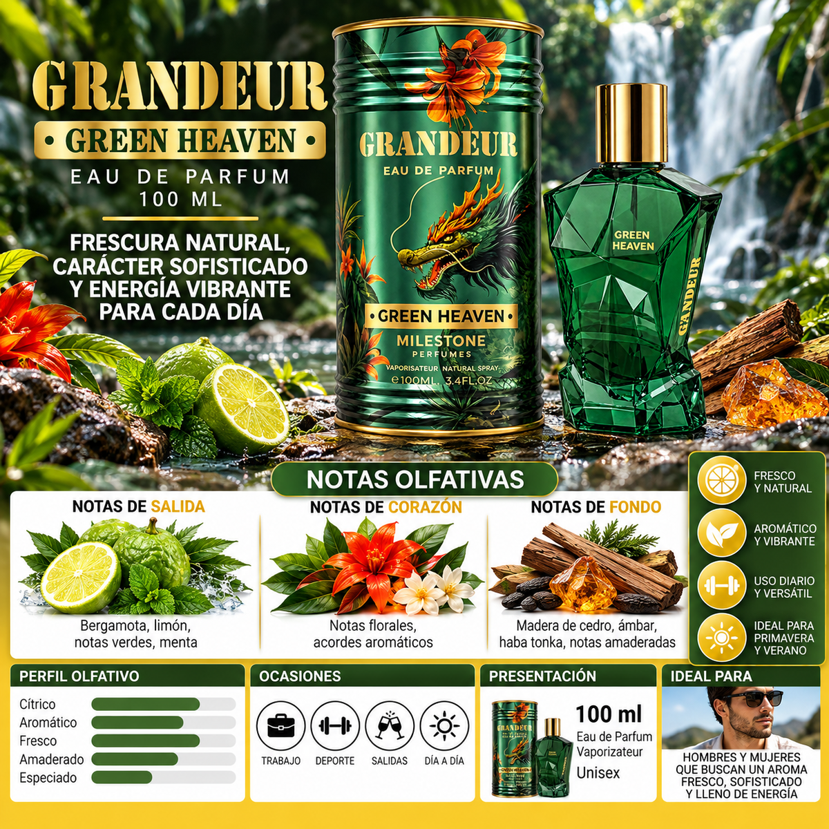 Emper Milestone Grandeur Green Heaven Eau de Parfum 100ml Original — imagen 2