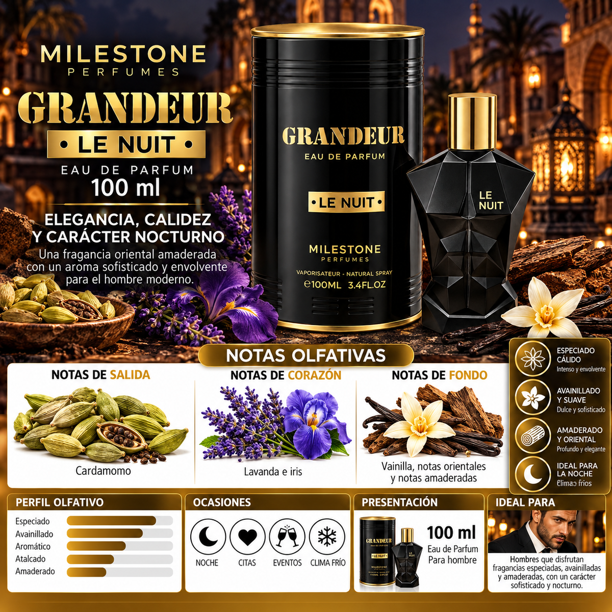 Emper Milestone Grandeur Le Nuit Eau de Parfum 100ml Original — imagen 2