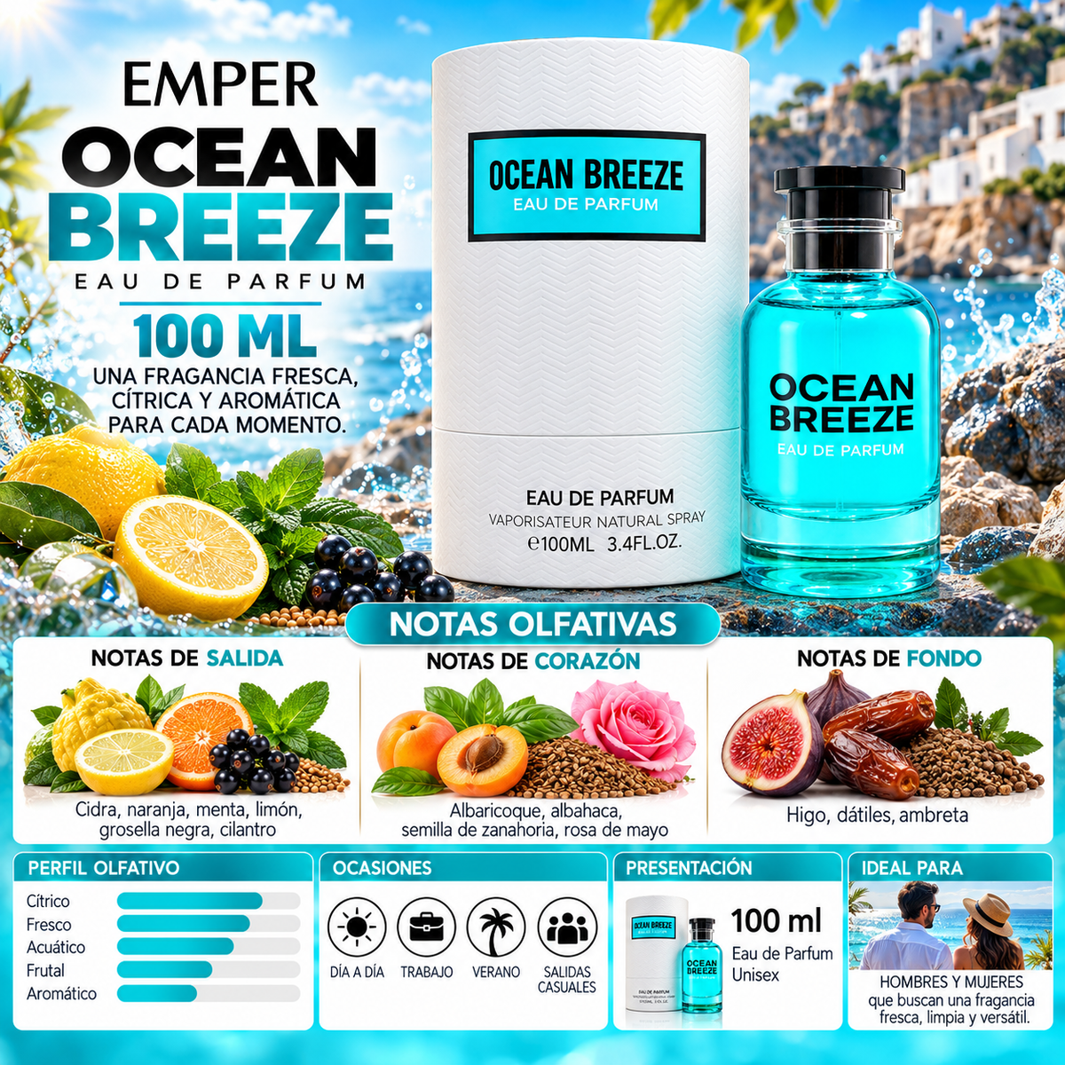Emper Ocean Breeze Eau de Parfum 100ml Original - Frescura Marina — imagen 2