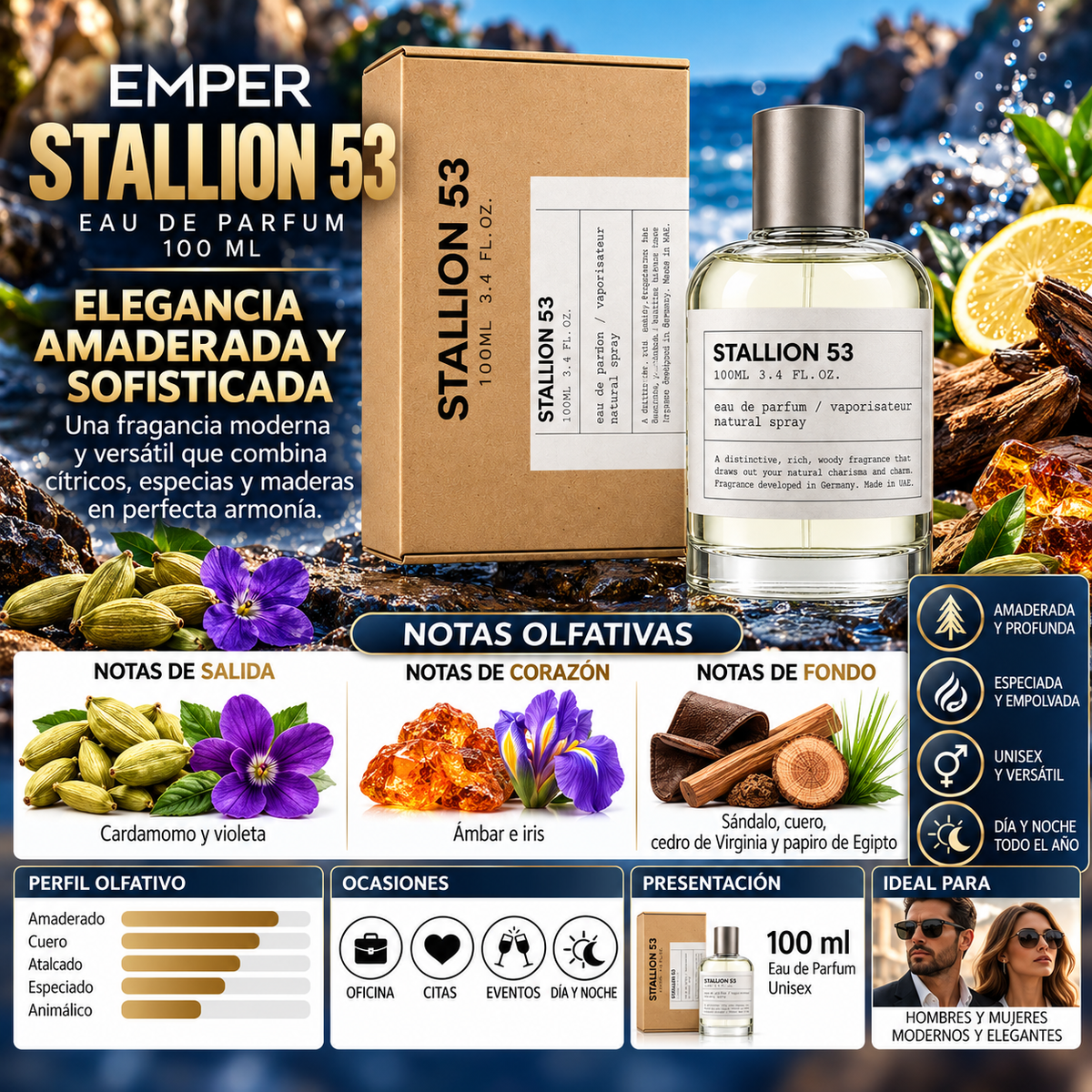 Emper Stallion 53 Eau de Parfum 100ml Original: Elegancia y Distinción — imagen 2