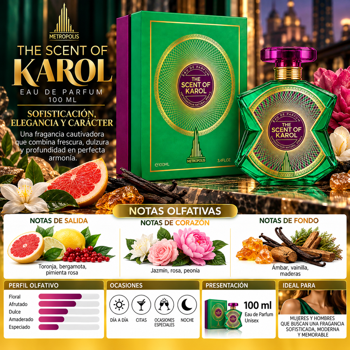 Emper Metropolis The Scent Of Karol Eau de Parfum 100ml Original - Elegancia y Distinción — imagen 2