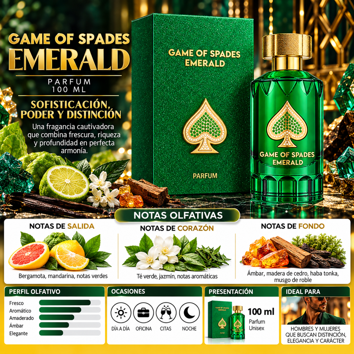 Jo Milano Game of Spades Emerald Parfum 100ml Original — imagen 2