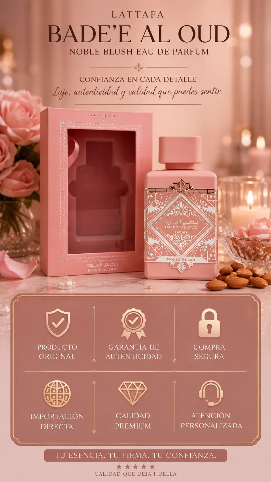 Perfume Lattafa Bade'e Al Oud Noble Blush Eau de Parfum 100ml Original