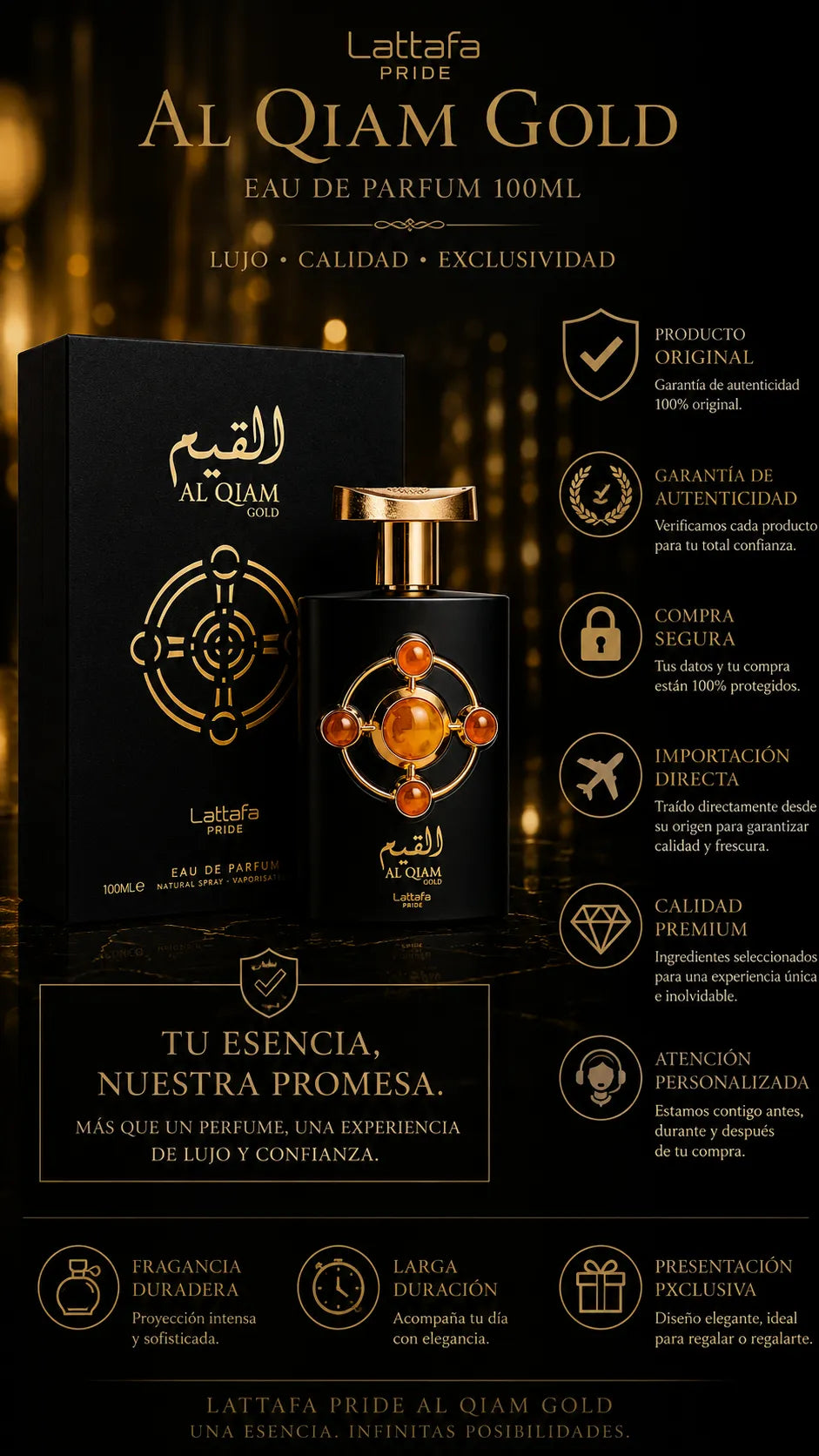 Perfume Lattafa Pride Al Qiam Gold Eau de Parfum 100ml Original
