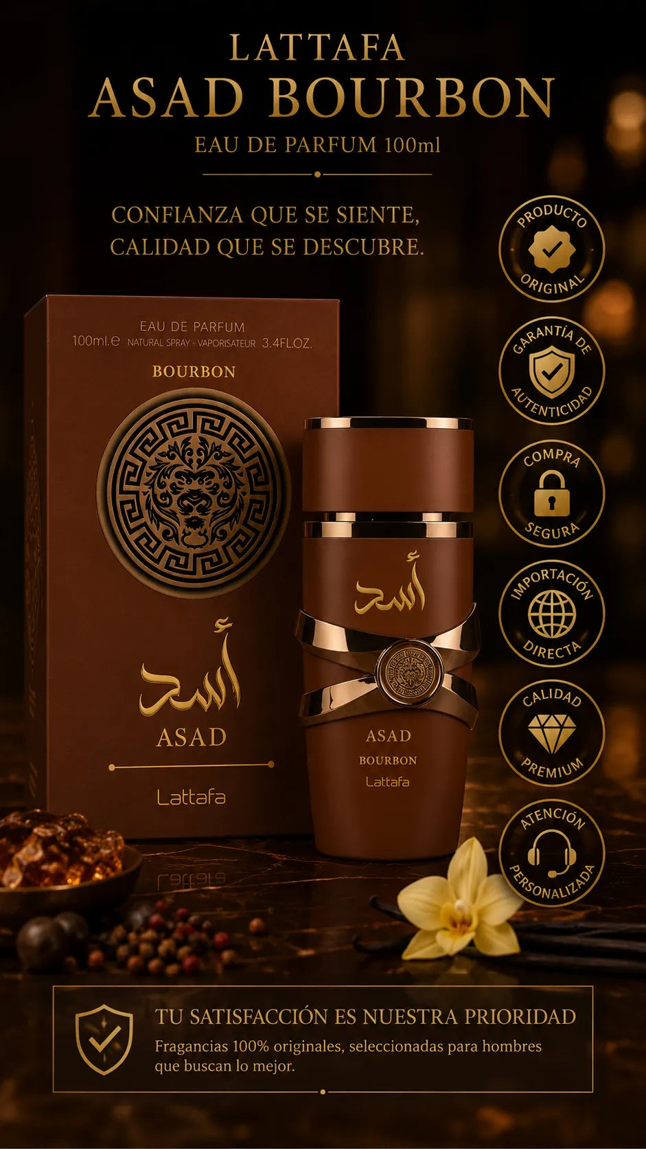 Perfume Lattafa Asad Bourbon Eau de Parfum 100ml Original
