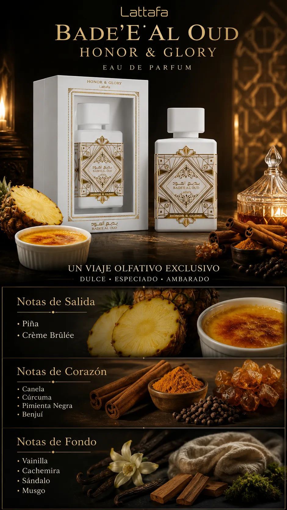 Perfume Lattafa Bade'e Al Oud Honor & Glory Eau de Parfum 100ml Original