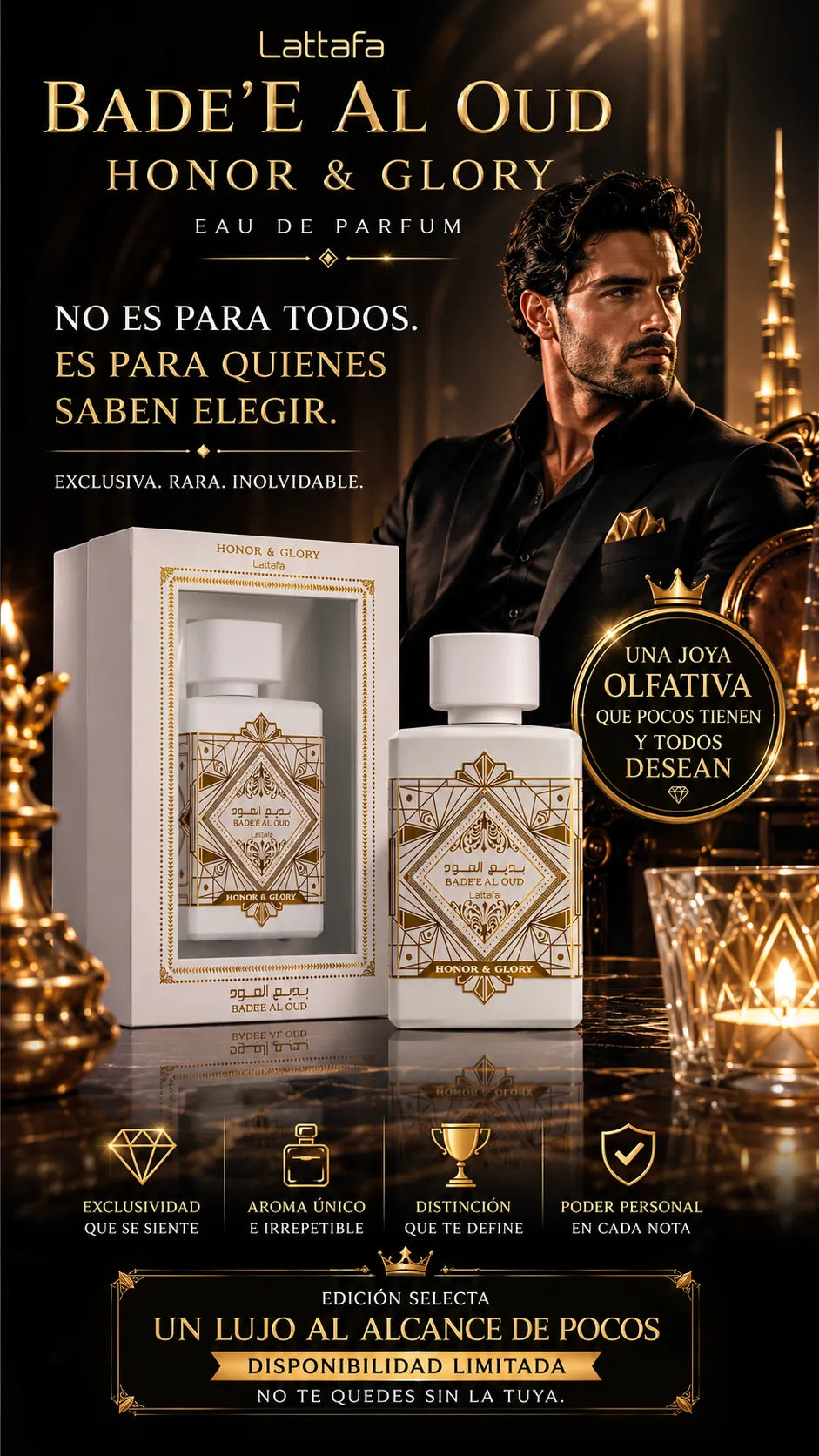 Perfume Lattafa Bade'e Al Oud Honor & Glory Eau de Parfum 100ml Original