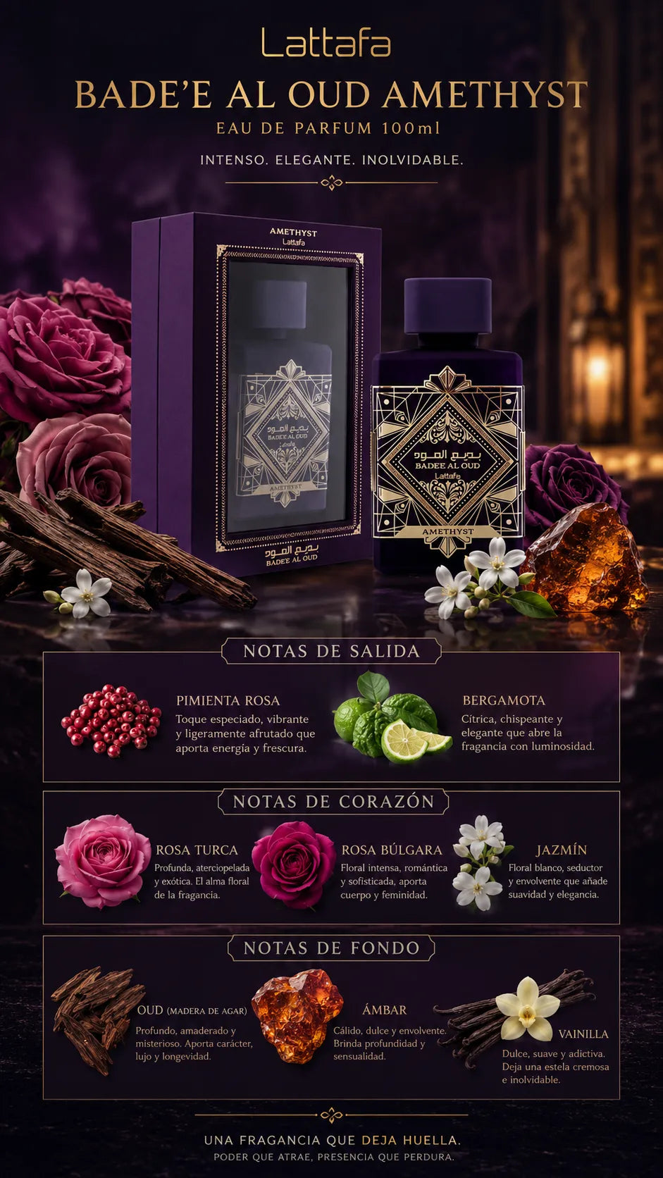 Perfume Lattafa Bade'e Al Oud Amethyst Eau de Parfum 100ml Original