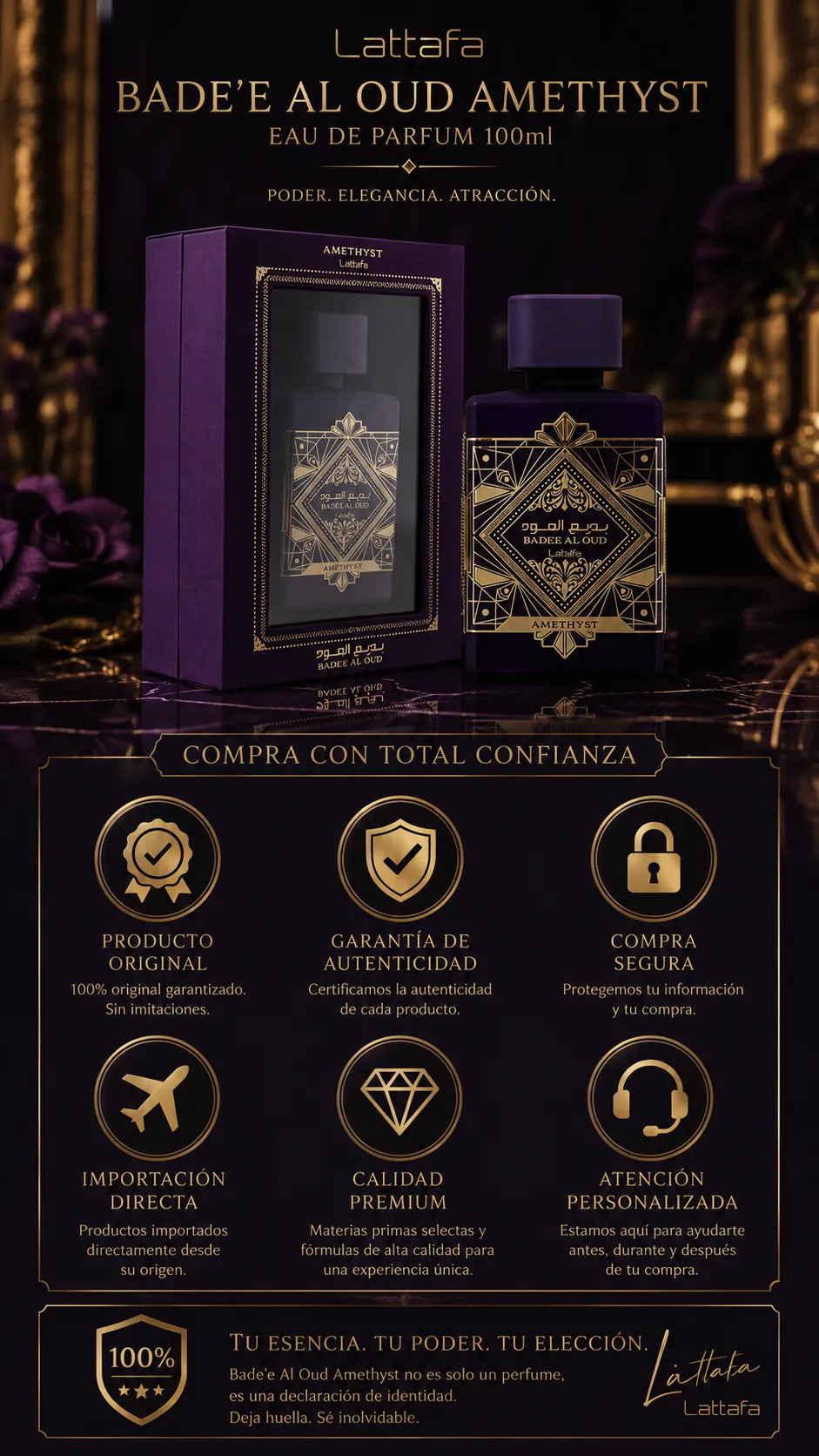 Perfume Lattafa Bade'e Al Oud Amethyst Eau de Parfum 100ml Original