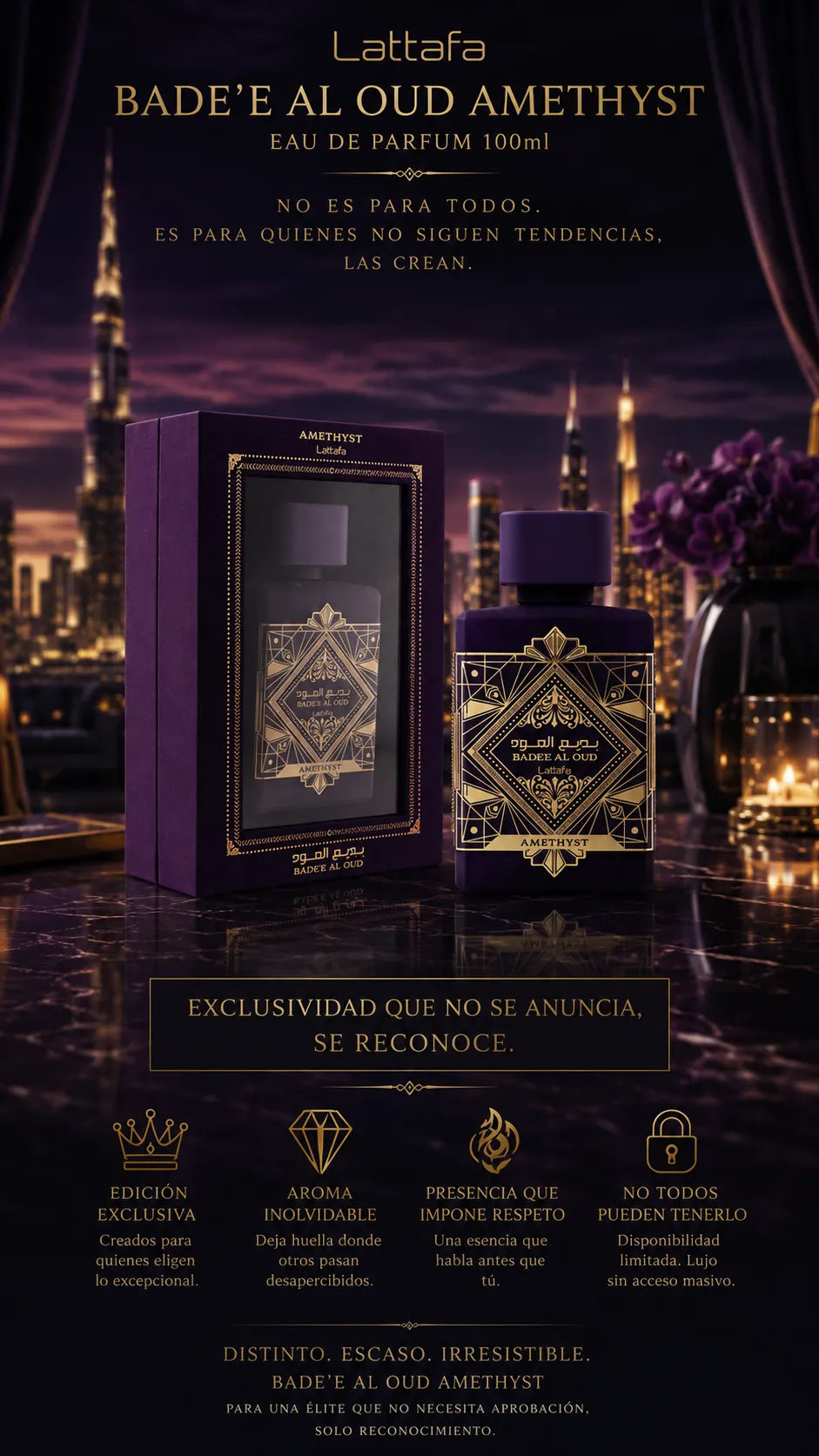 Perfume Lattafa Bade'e Al Oud Amethyst Eau de Parfum 100ml Original