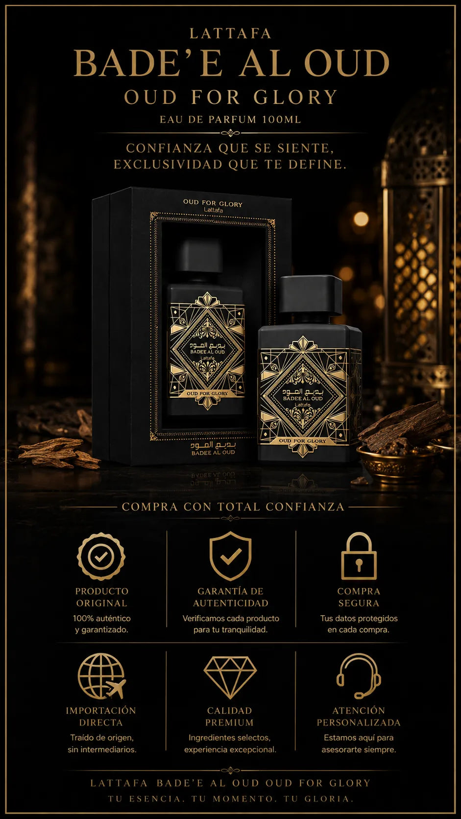 Perfume Lattafa Bade'e Al Oud Oud For Glory Eau de Parfum 100ml Original